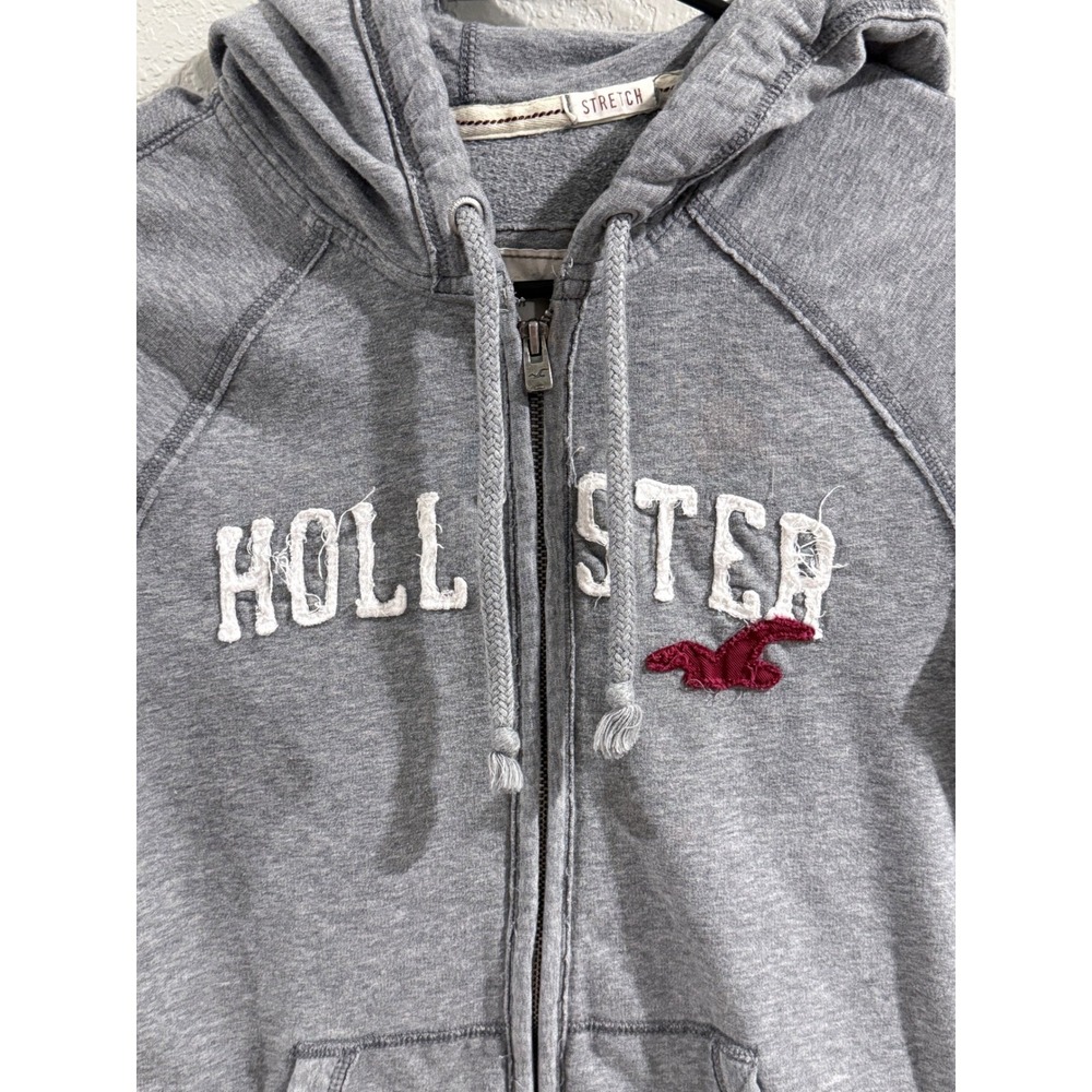 Hollister California Y2K Full Zip Hoodie Gray Logo Sweatshirt 1922 Women's Large - Picture 3 of 7